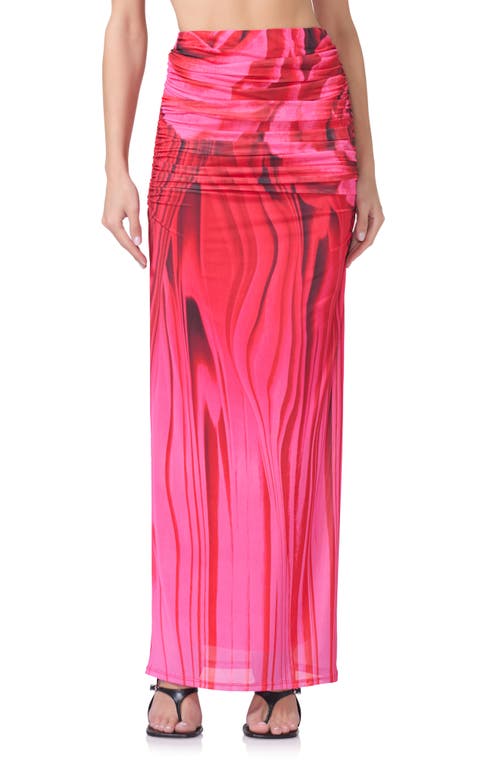 AFRM AFRM BEVIN PRINT RUCHED POWERMESH MAXI SKIRT 