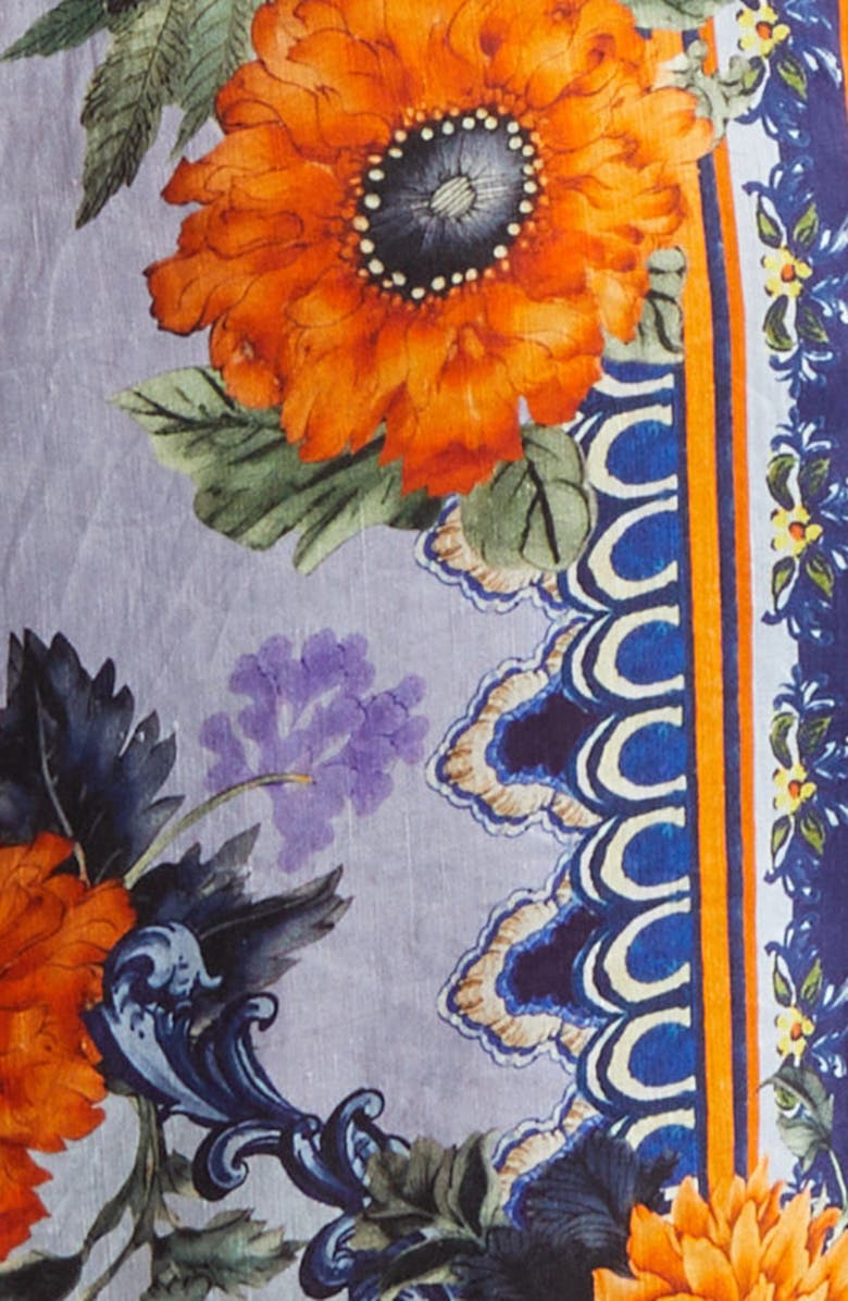 Camilla Luscious in Lisbon Tie Front Flutter Sleeve Linen & Silk Maxi Dress, Alternate, color, Luscious In Lisbon