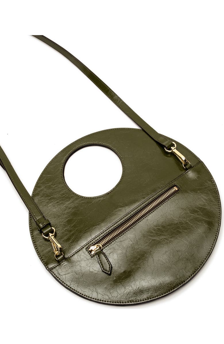 Frances Valentine Juno Round Crinkled Leather Crossbody Bag, Alternate, color, Olive