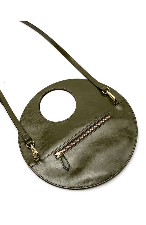 Frances Valentine Juno Round Crinkled Leather Crossbody Bag In Green