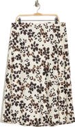 Renee C Floral Satin Midi Skirt