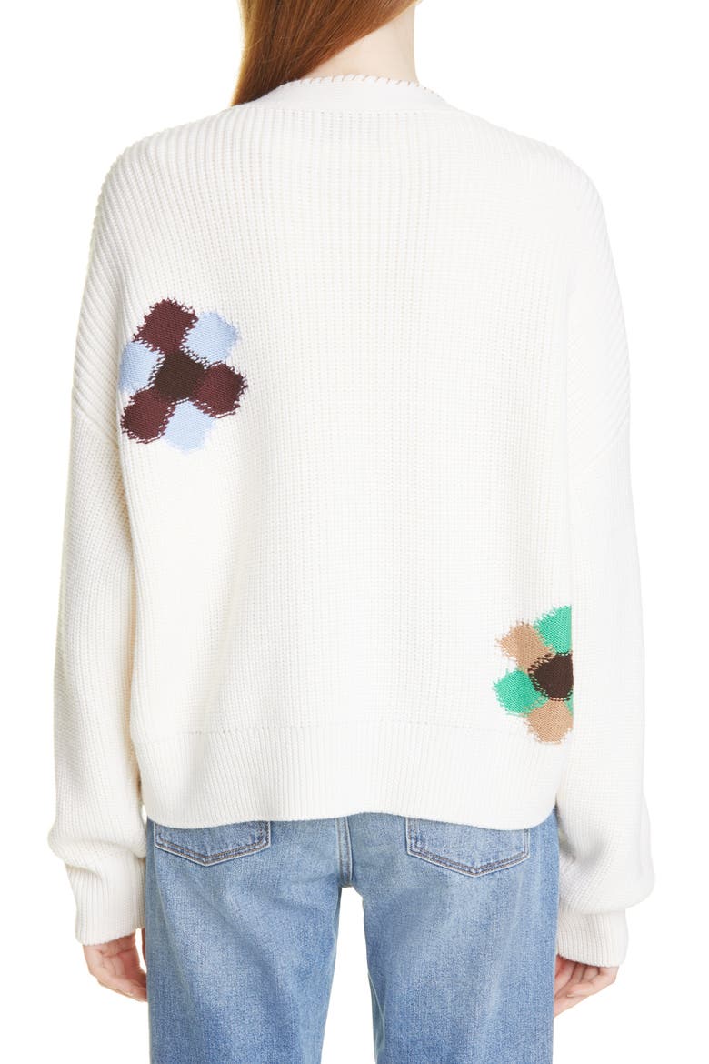 Intarsia Flower Cardigan, Alternate, color, CREAM MULTI