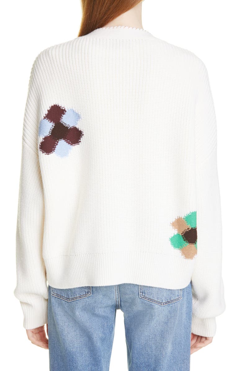 La Ligne Intarsia Flower Cardigan, Alternate, color, 