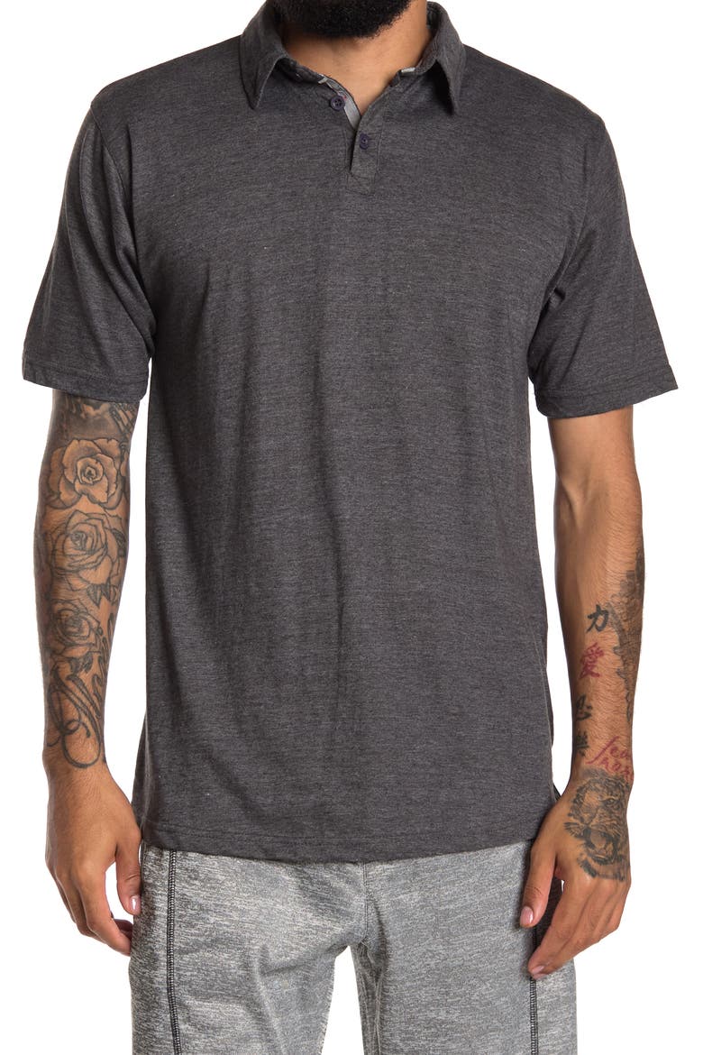 Short Sleeve Polo Shirt, Alternate, color, HEATHER CHARCOAL