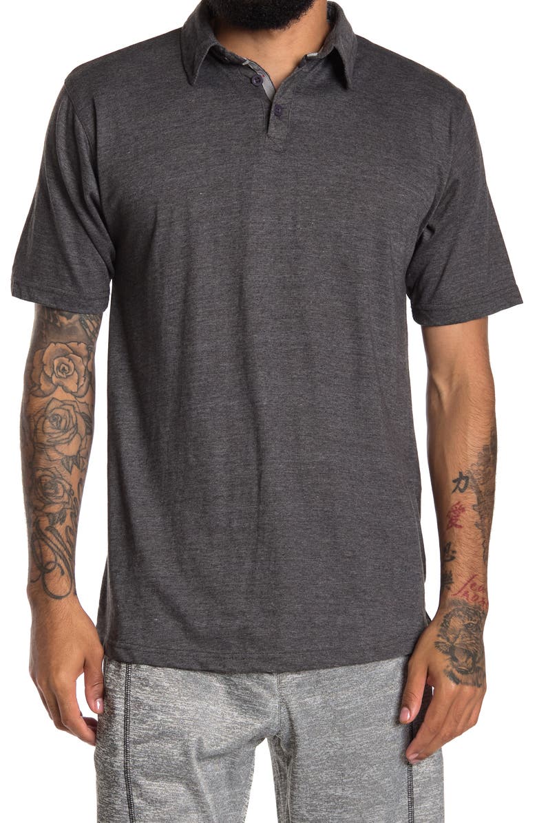 BURNSIDE Short Sleeve Polo Shirt, Alternate, color, Heather Charcoal