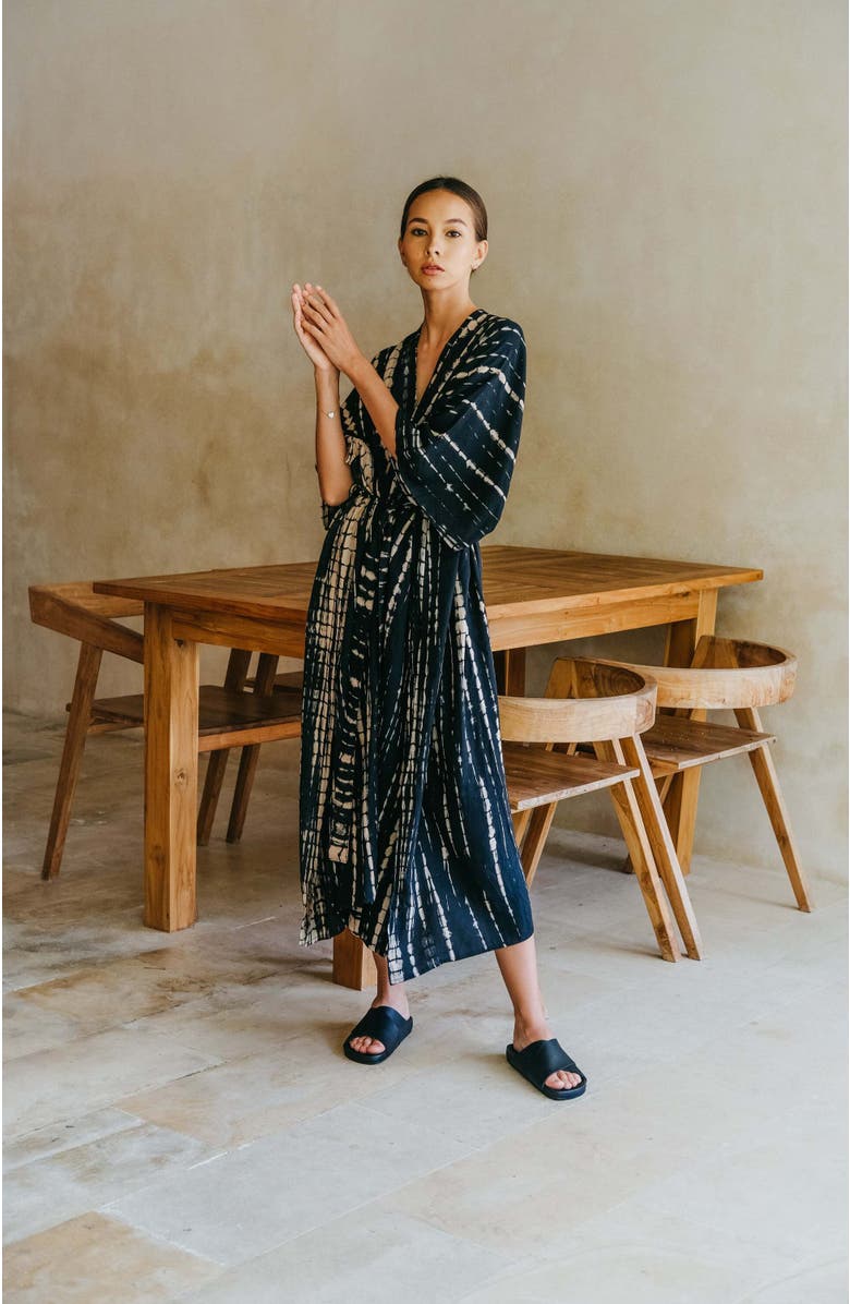 PINK HALEY Lindy Hand Dyed Kimono in Black, Alternate, color, Black