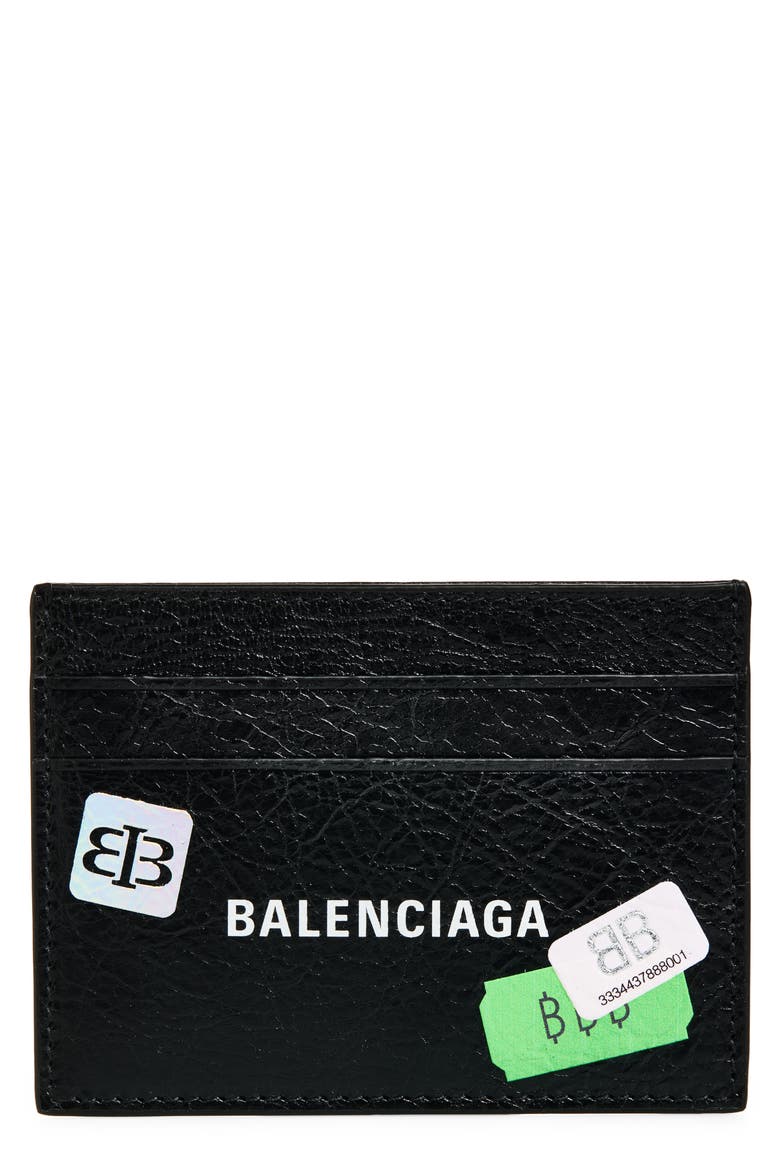 Cash Leather Card Case, Main, color, BLACK/ MULTICOLOR