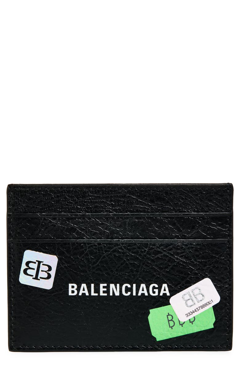 Balenciaga Cash Leather Card Case, Main, color, Black/ Multicolor