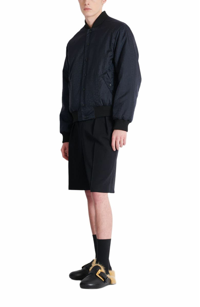 Balmain Reversible Printed Bomber Jacket With Chaînes Pattern, Main, color, Black