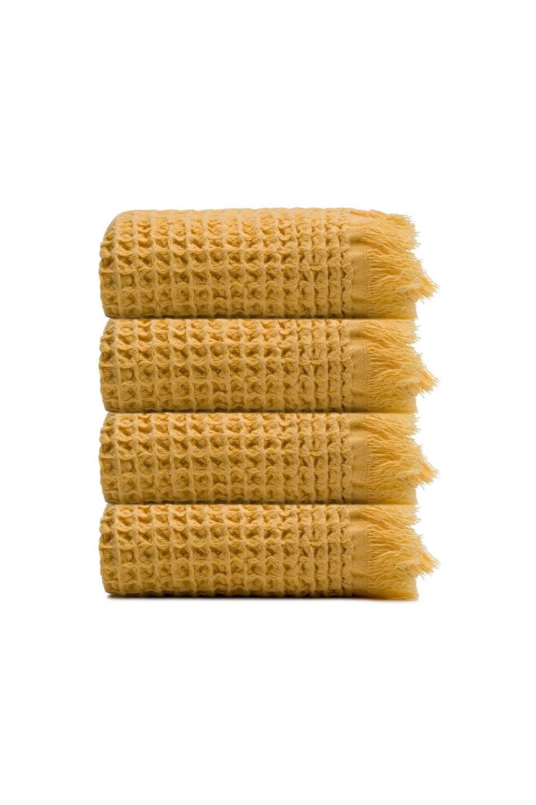 Waffle Turkish Cotton Kitchen & Guest Towel - Set of 4, Main, color, Yellow