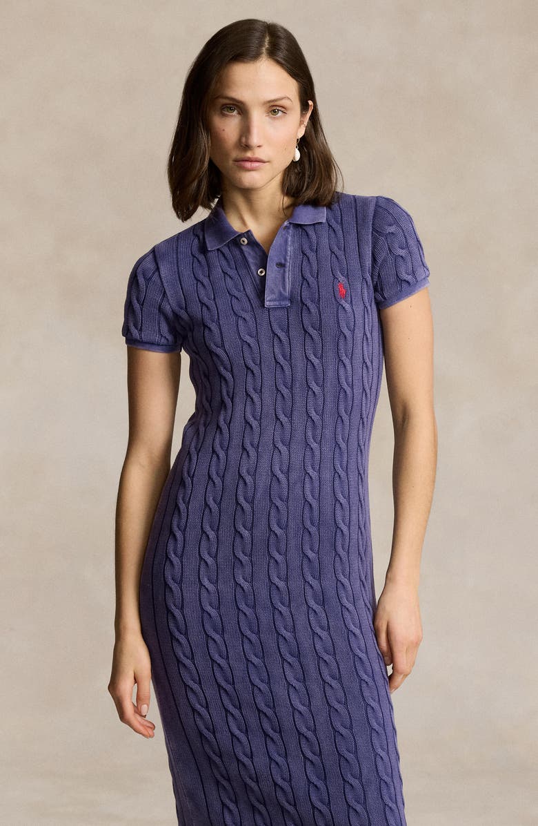 Polo Ralph Lauren Cable Knit Cotton Sweater Dress, Alternate, color, 