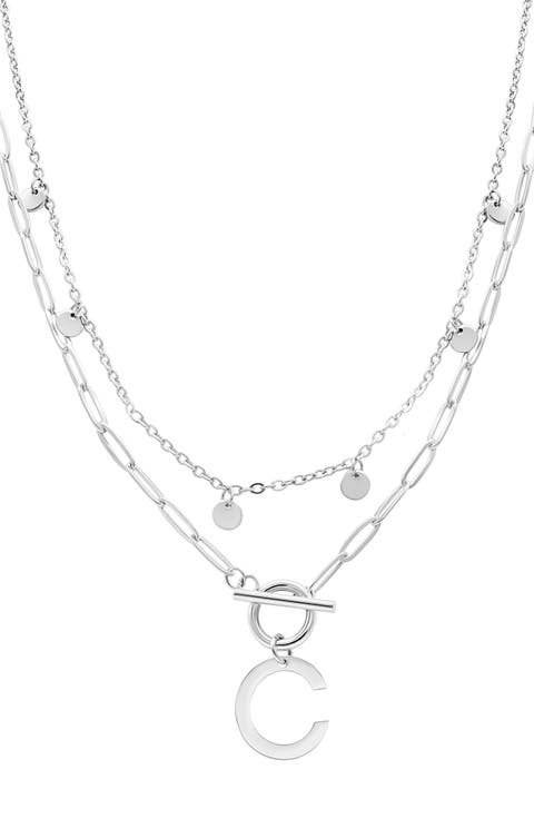 Toggle Initial Pendant Layered Necklace