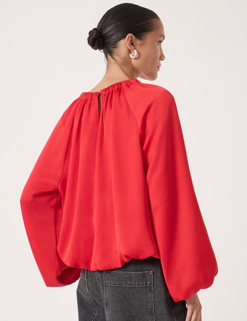 Hush Satin Bubble Hem Top In Red