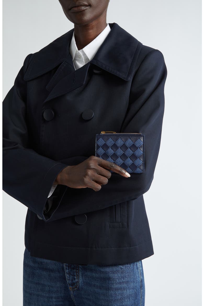 Small Intrecciato Bifold Zip Wallet, Alternate, color, INDIGO