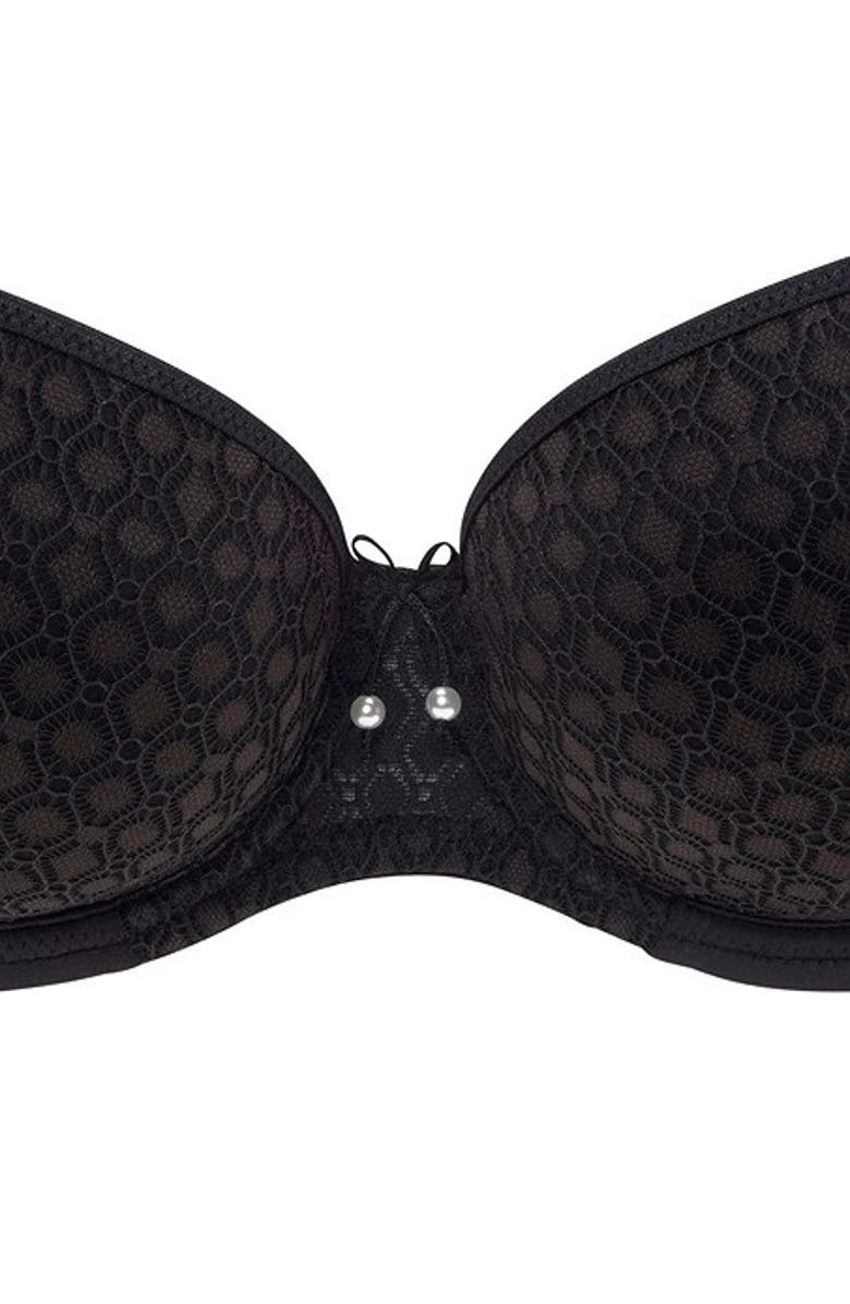 LASCANA Women's Underwire Lace Detail T-Shirt Bra, Alternate, color, Black