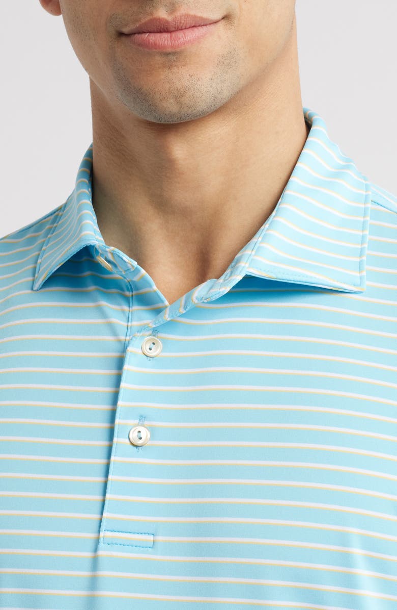 Peter Millar Dunnes Stripe Performance Jersey Polo, Alternate, color, Maya Blue