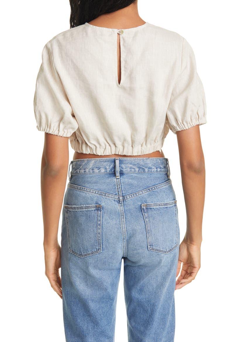 Athena Linen Crop Top, Alternate, color, NATURAL