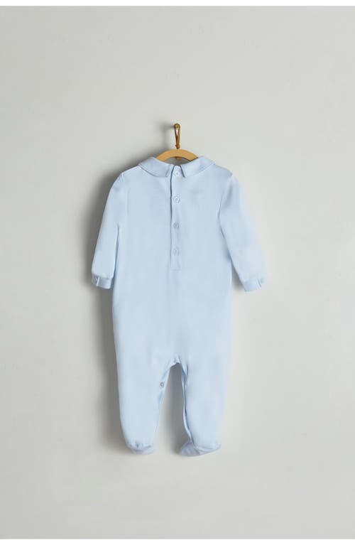 Babycottons Smock Pima Footed Playsuit In Blue