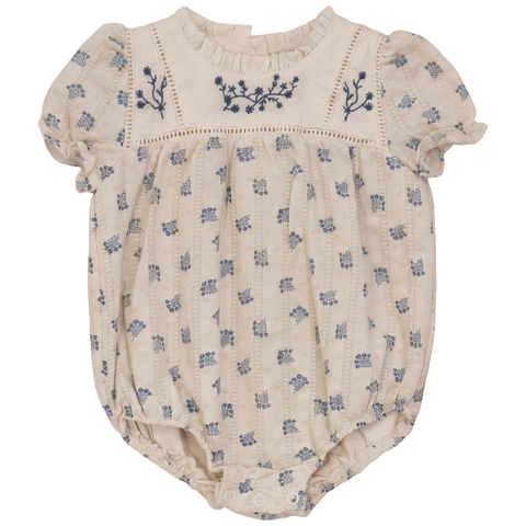 Floral Embroidered Bubble Shirred Sleeves (Baby)