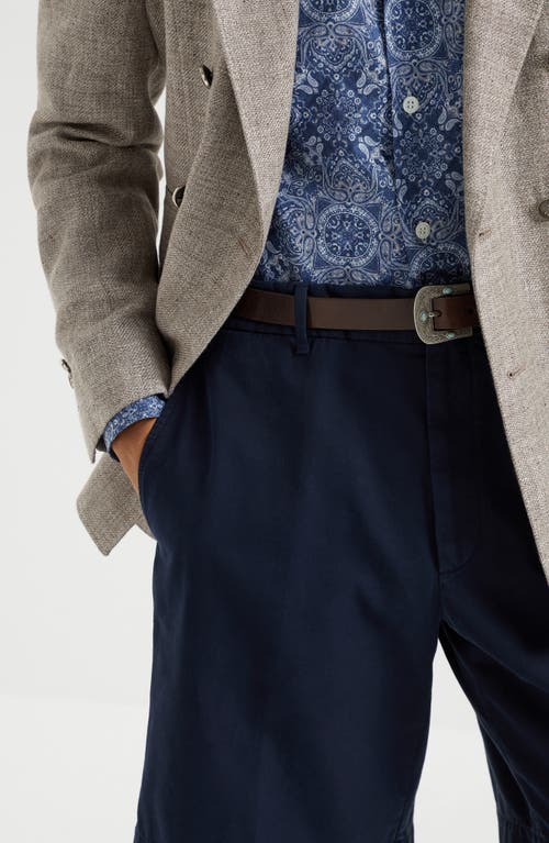 Brunello Cucinelli Garment-dyed Gabardine Bermuda Shorts In Navy Blue