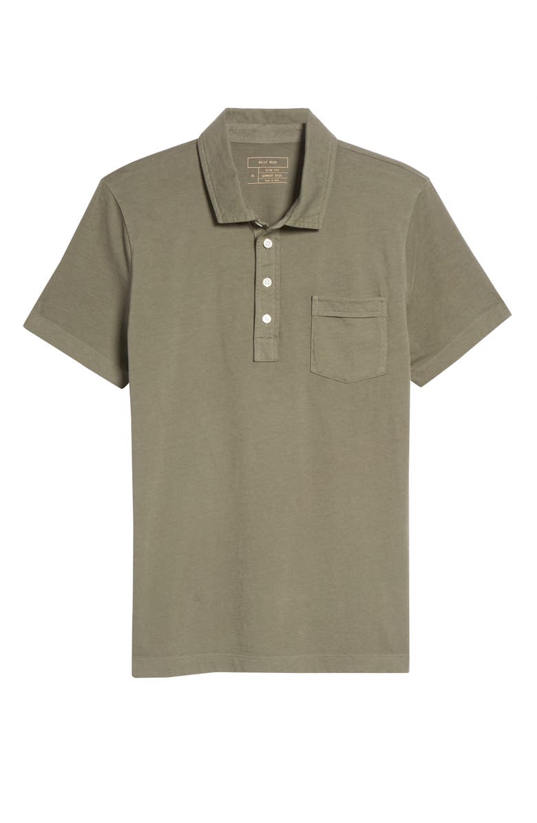 Billy Reid Pensacola Slim Fit Organic Cotton Pocket Polo, Alternate, color, Washed Grey
