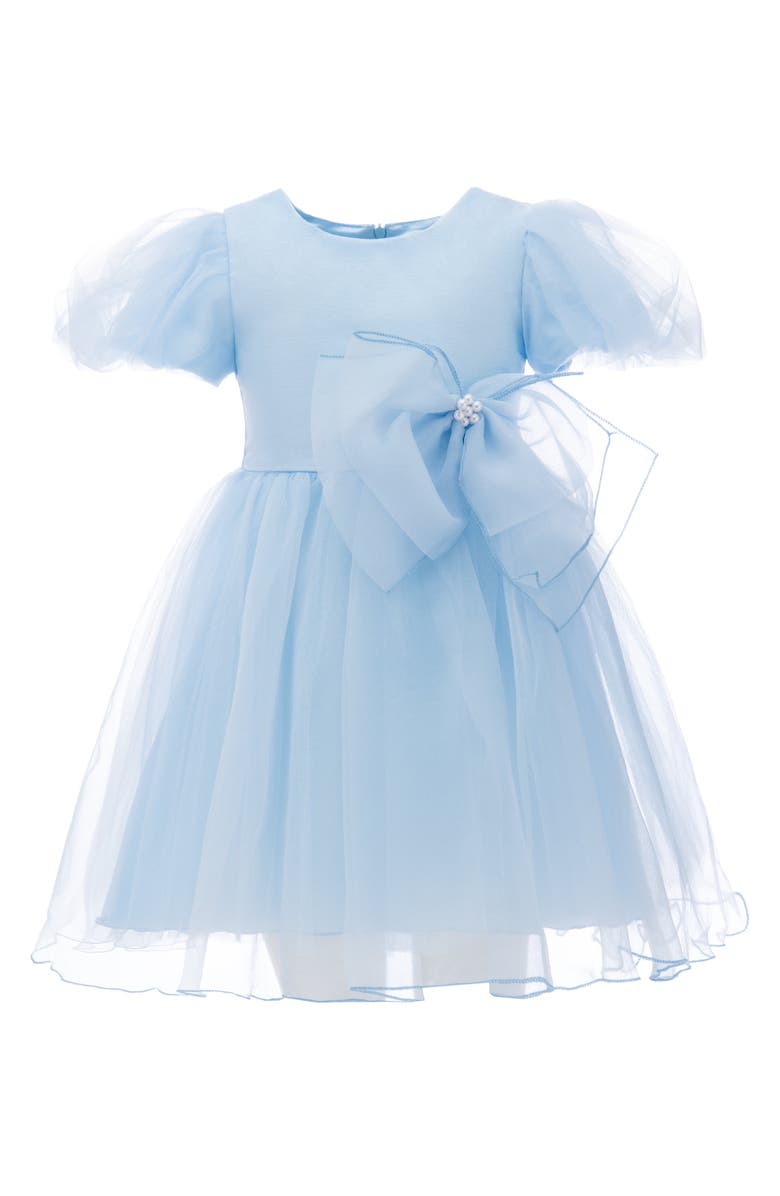 Tulleen Bow Organza Dress, Main, color, Blue