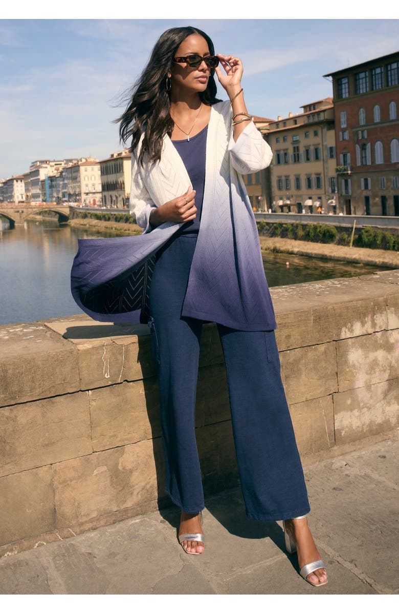 Roaman's Wide Leg Cargo Knit Jean, Alternate, color, Black