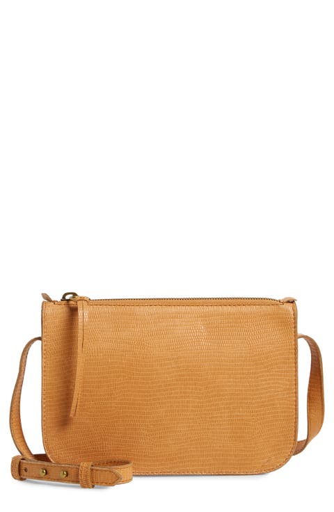 The Simple Lizard Embossed Leather Crossbody Bag
