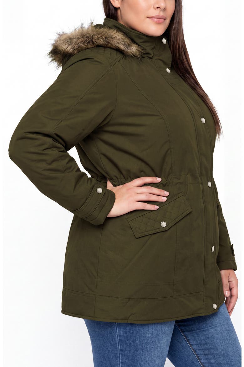 Faux Fur Trim Hooded Parka, Alternate, color, DRIED HERB