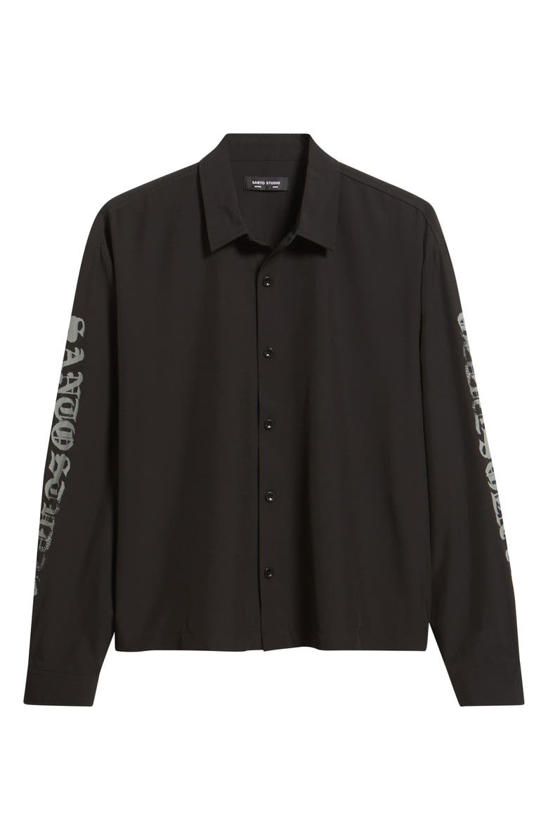 SANTO STUDIO Graphic Cotton Button-Up Shirt, Alternate, color, Black