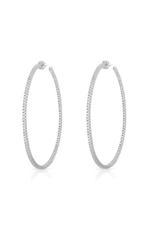 Thin Pave Inside Out. Hoop Earrings