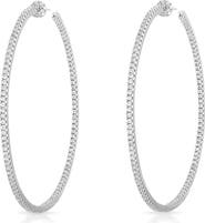BEN ONI Thin Pave Inside Out. Hoop Earrings