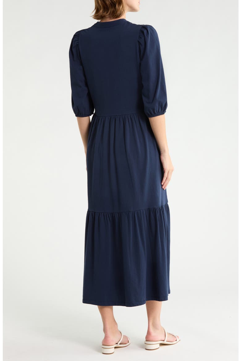 Three-Quarter Sleeve Knit Midi Dress, Alternate, color, NAVY STILL