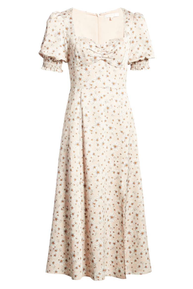 Beatrix Bustier Midi Dress, Alternate, color, BLUSH DAISY