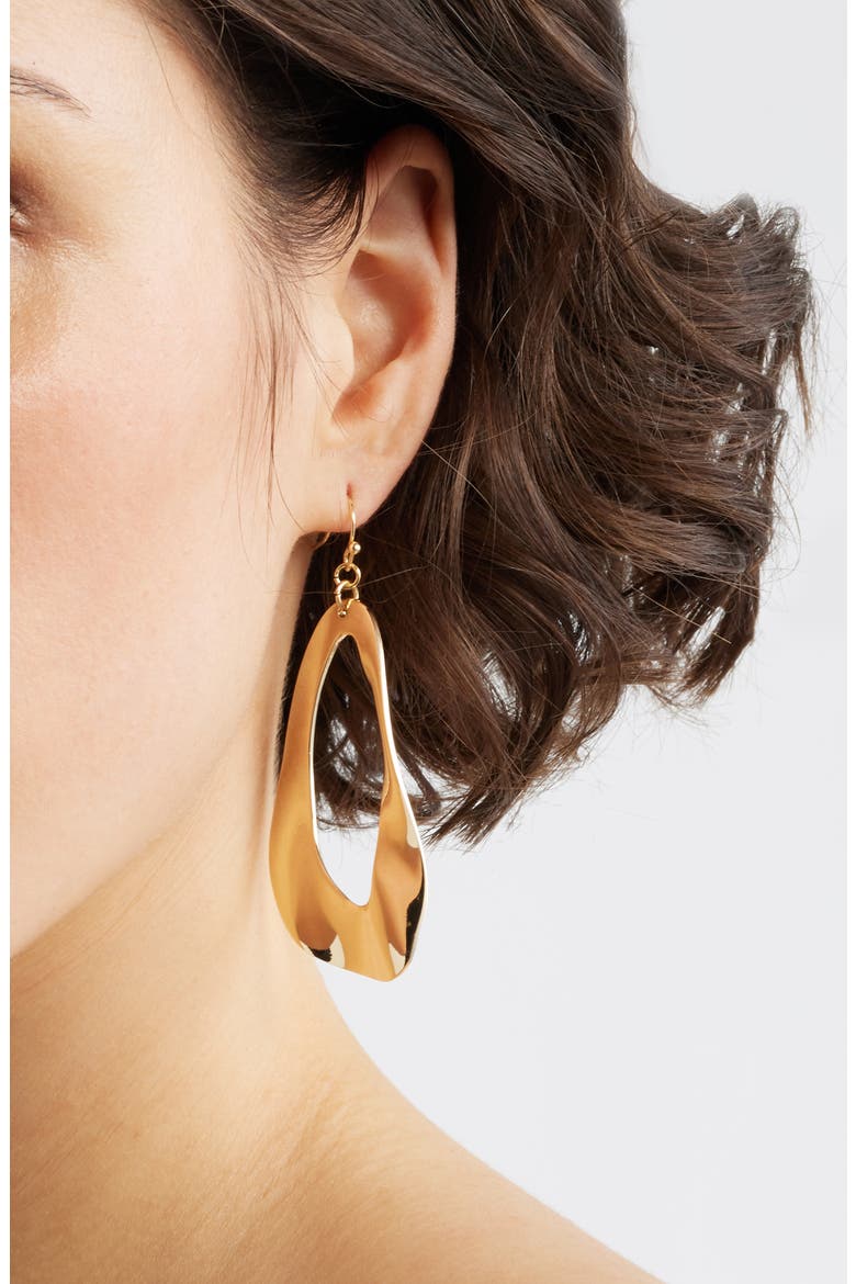 Organic Open Frontal Hoop Earrings, Alternate, color, GOLD