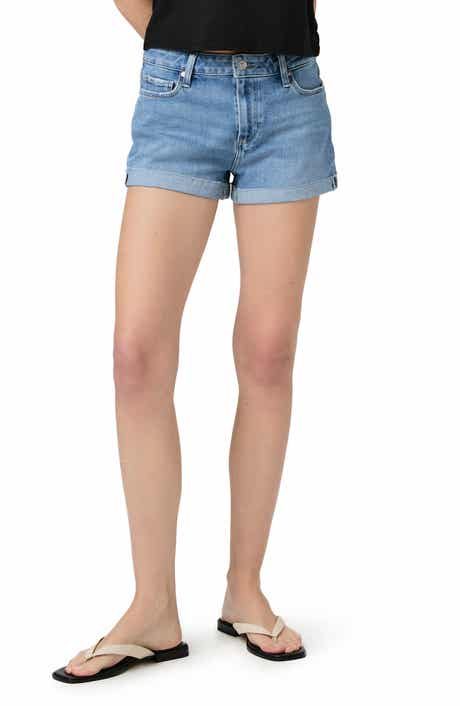 PAIGE JJ High Waist Cuffed Denim Shorts