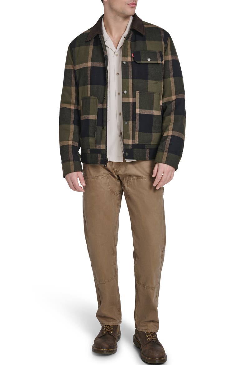 Quilted Work Jacket, Alternate, color, OLIVE/ BLACK