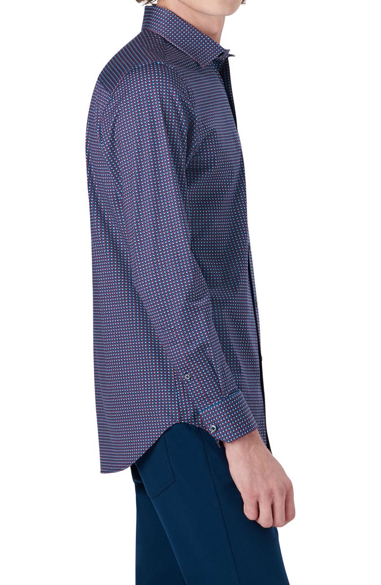 Bugatchi OoohCotton<sup>®</sup> Geometric Print Stretch Cotton Button-Up Shirt, Alternate, color, 