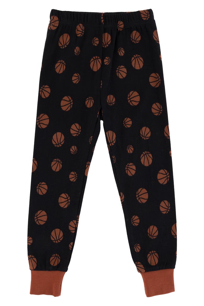 Kids' Basketball Long Sleeve Pajamas, Alternate, color, DARK ORANGE