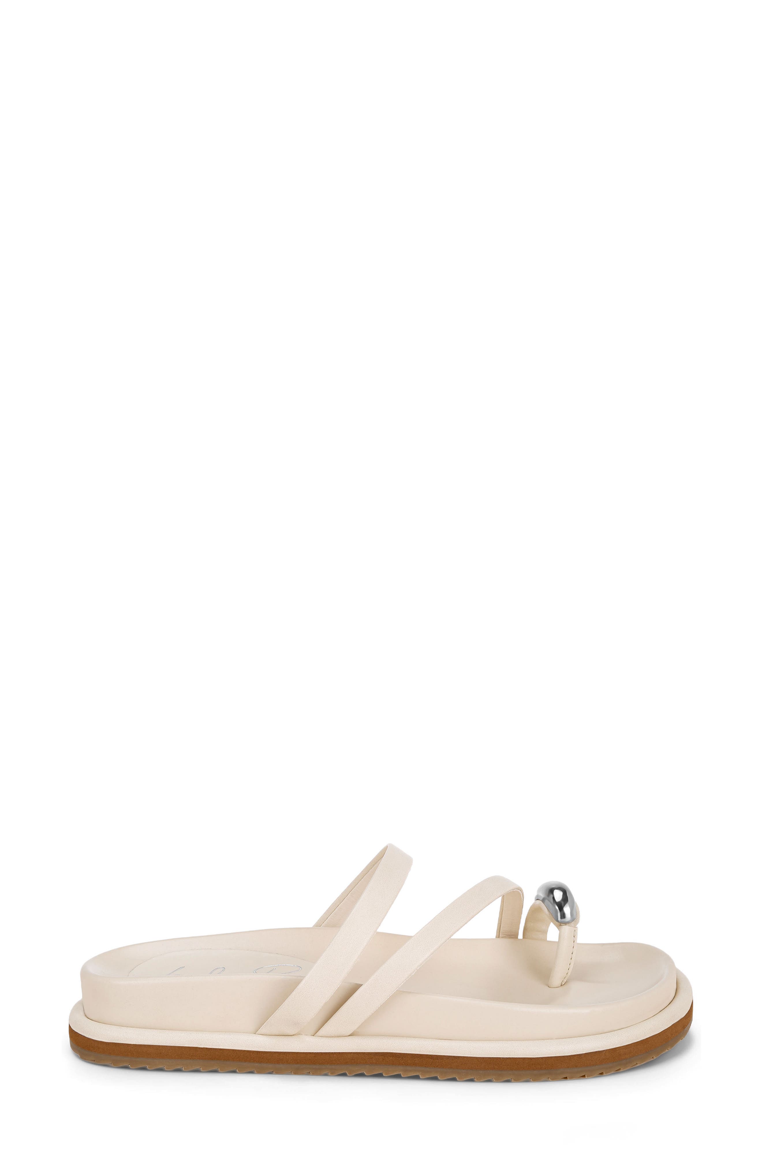 Beaded Toe Loop Slide Sandal, Alternate, color, CREAM