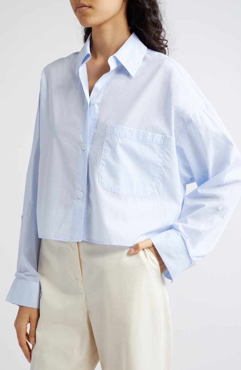 TWP Soon to Be Ex Cotton Button-Up Crop Shirt, Alternate, color, Baby Blue