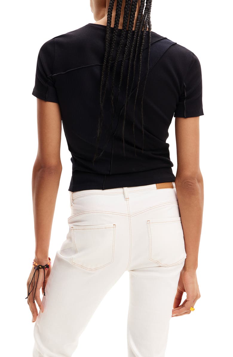 Desigual Ribbed Patchwork T-Shirt, Alternate, color,