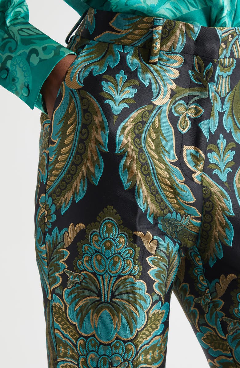 Etro Capitol Paisley Jacquard Trousers, Alternate, color, Black/ Green/ Turquoise Multi