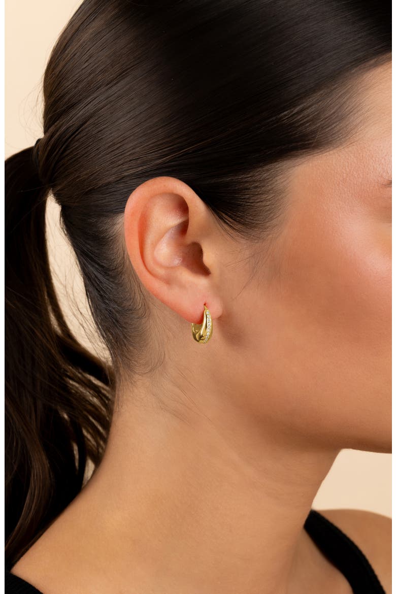 Ari Cubic Zirconia Chunky Mini Hoop Earrings, Alternate, color, GOLD
