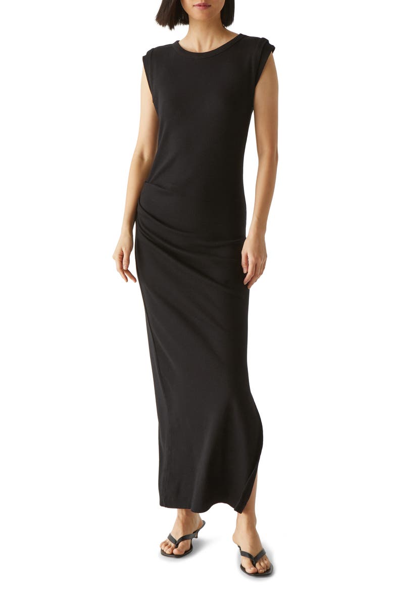 Calliope Cap Sleeve Dress, Main, color, BLACK