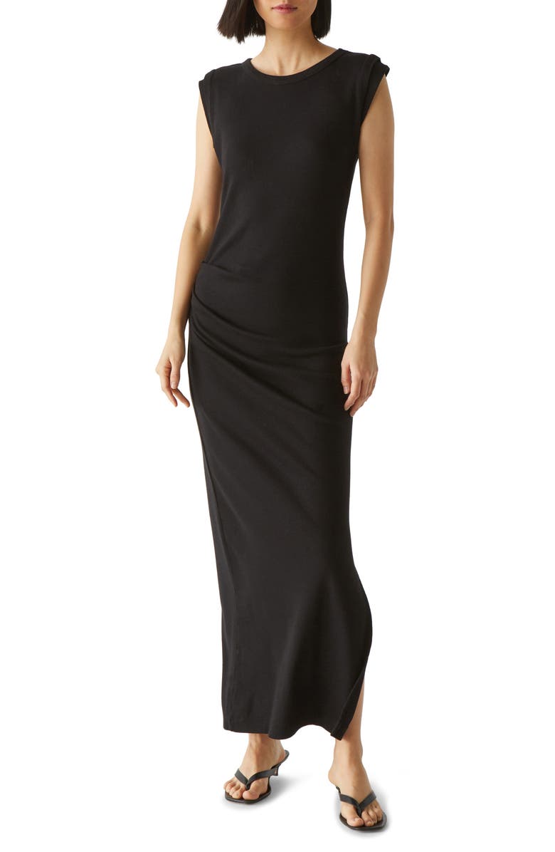 Michael Stars Calliope Cap Sleeve Dress, Main, color, Black