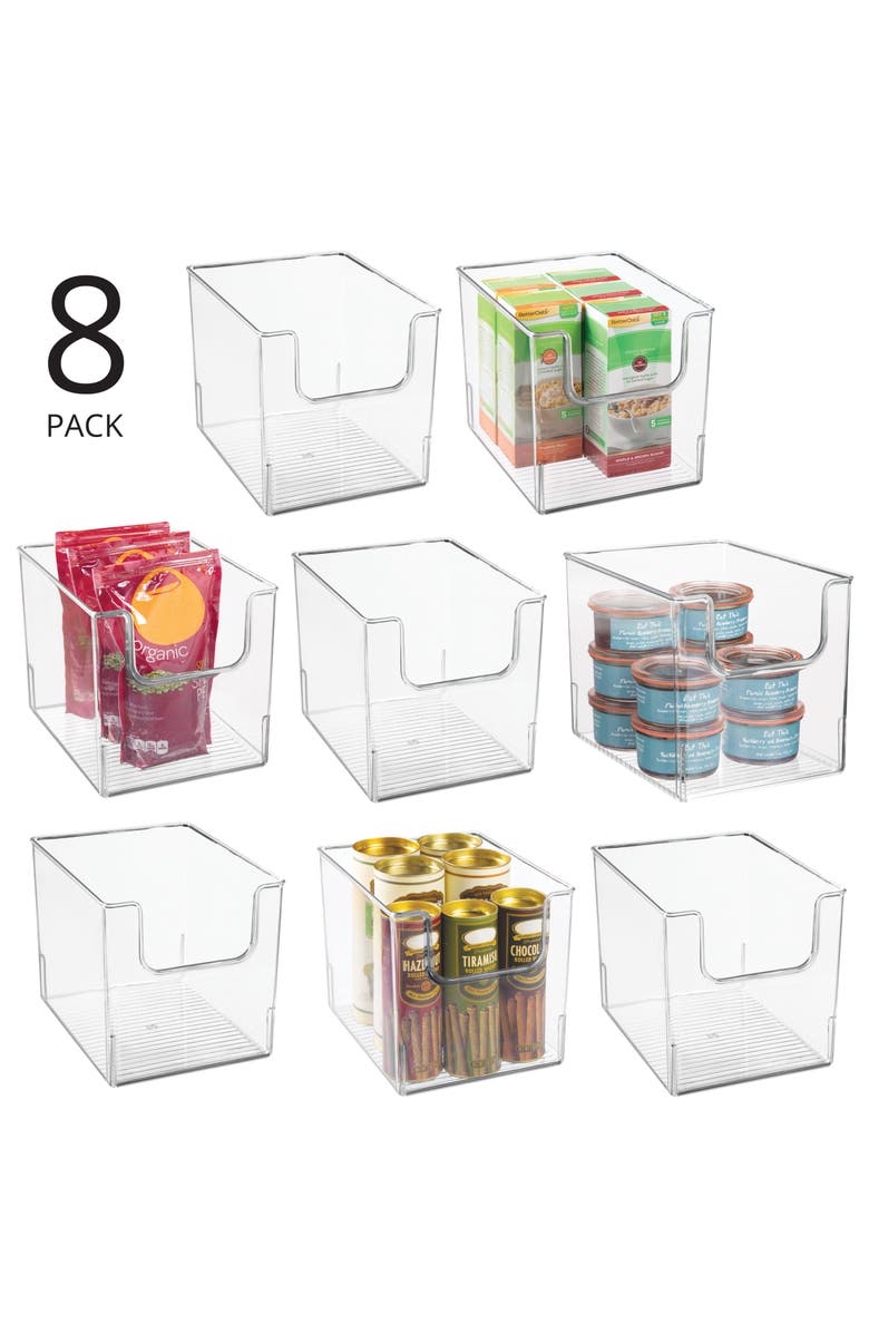 mDesign Kitchen Plastic Storage Organizer Bin with Open Front - 8 Pack, Alternate, color, Clear
