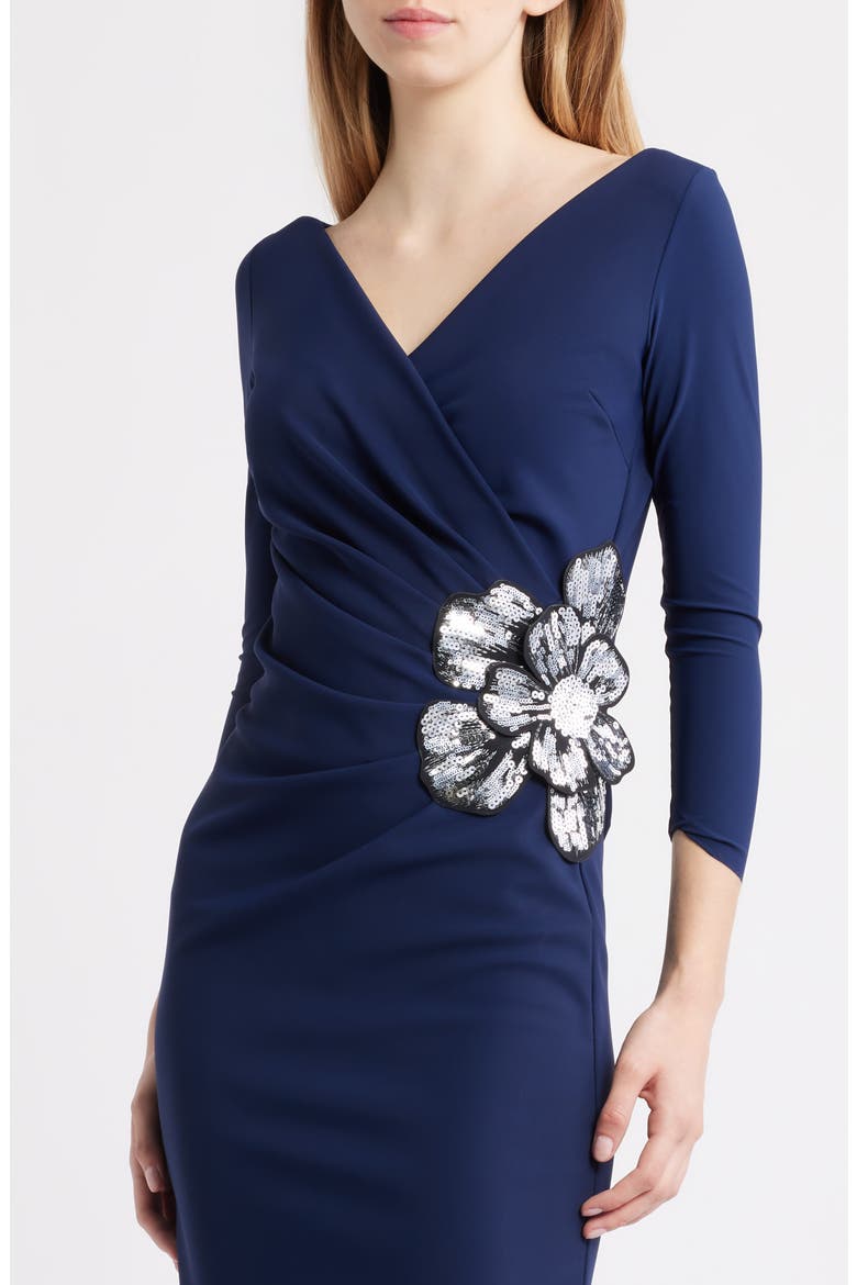 Onori Sequin Appliqué Knit Midi Dress, Alternate, color, BLU NOTTE
