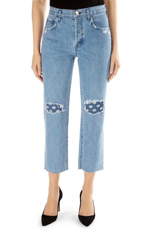 Wynne High Waist Crop Straight Leg Jeans (Ambitious Destruct)