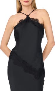 Parker Satin Lace Asymmetric Halter Top